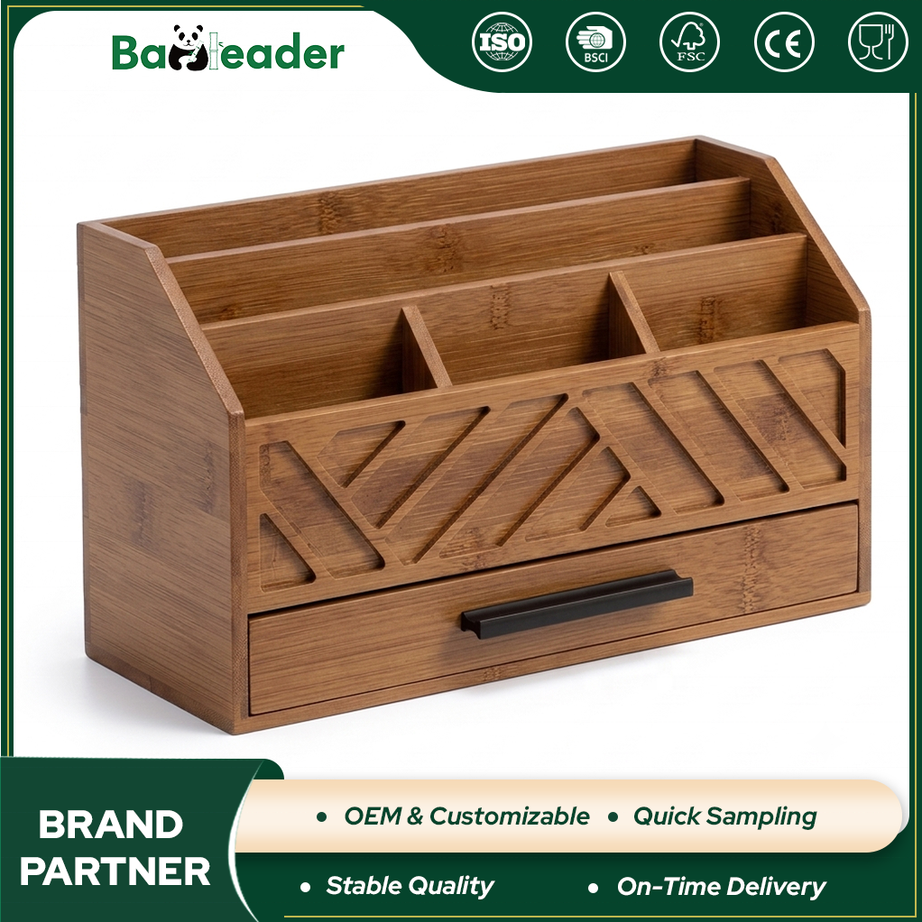 Quality Source Dark Vintage Bamboo Multi Slot Desktop