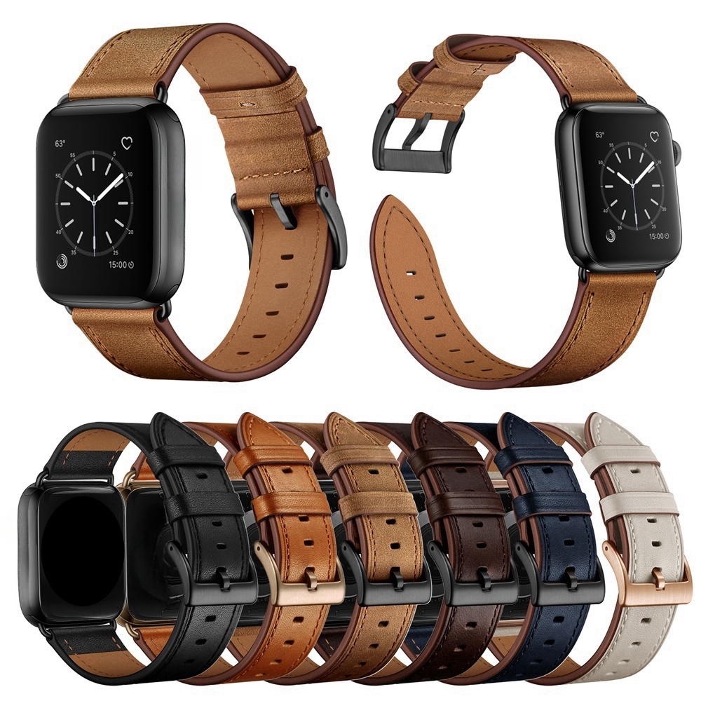 Genuine Leather Watch Band Men Strap for Apple
