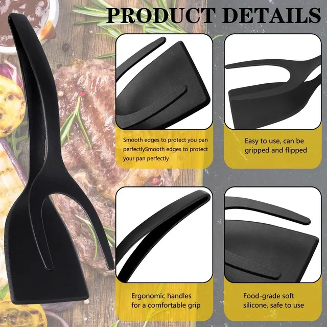 2-in-1 Nonstick Nylon Flip Spatula with Tongs 4