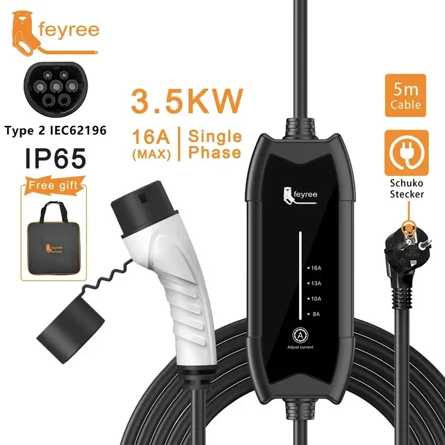 Portable 16A Type 2 EV Charger, 5m 2