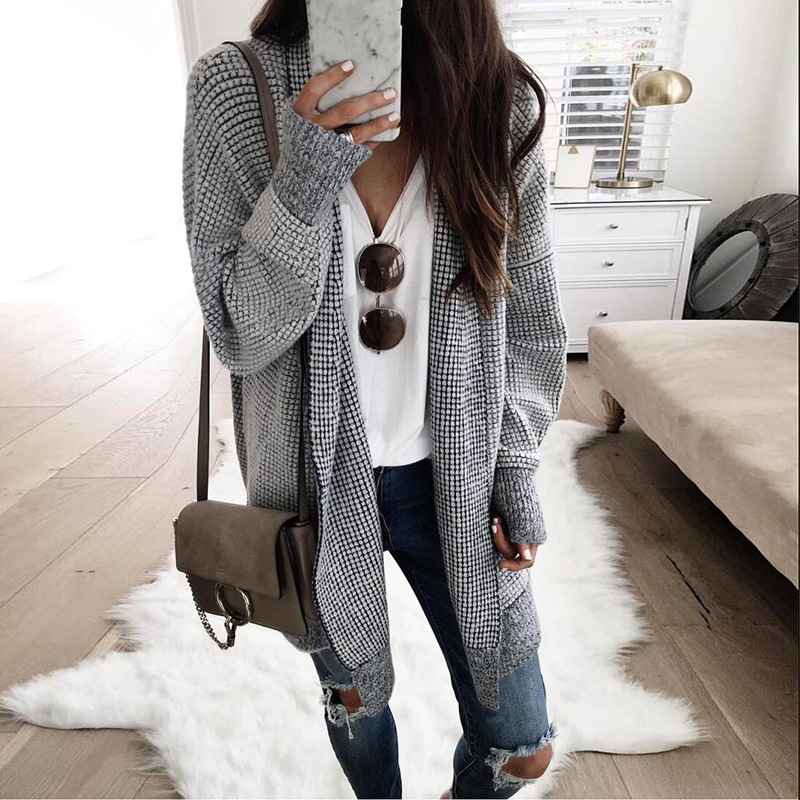Karo-Strickjacke