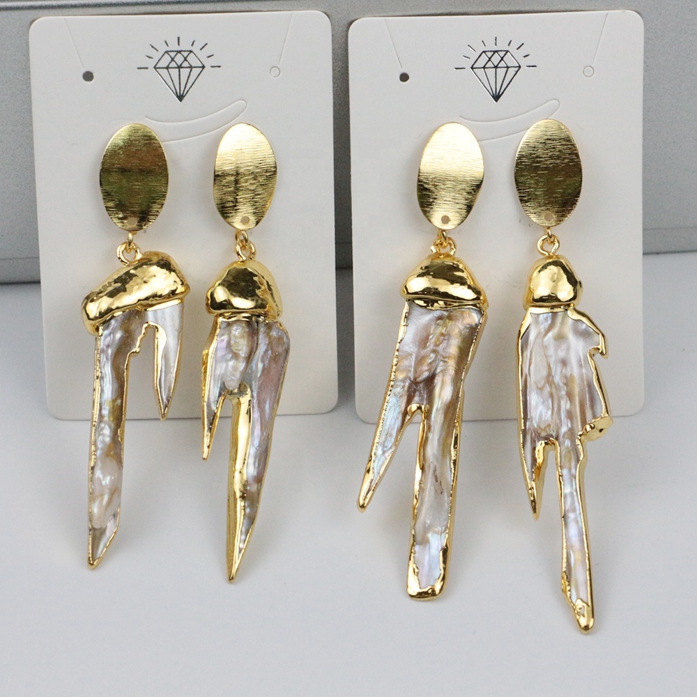 Irregular Freshwater Pearl Gold Earrings 4