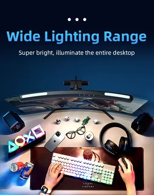 RGB-LED-Bildschirm Lichtleiste Laptops Computermonitor Hängelampe Hintergrundbeleuchtung Stufenloses Dimmen 3