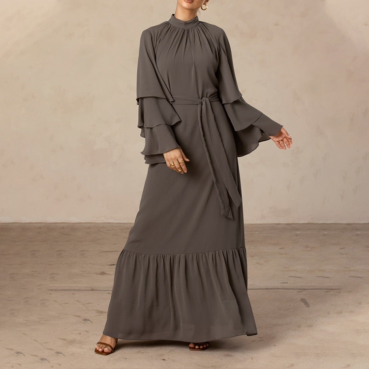 Elegant Ruffle Sleeve Long Tunic Dress for Women