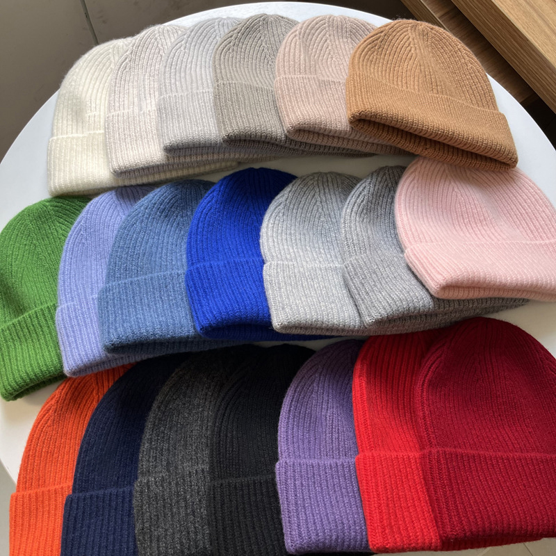 Ribbed Merino Wool Knit Beanie