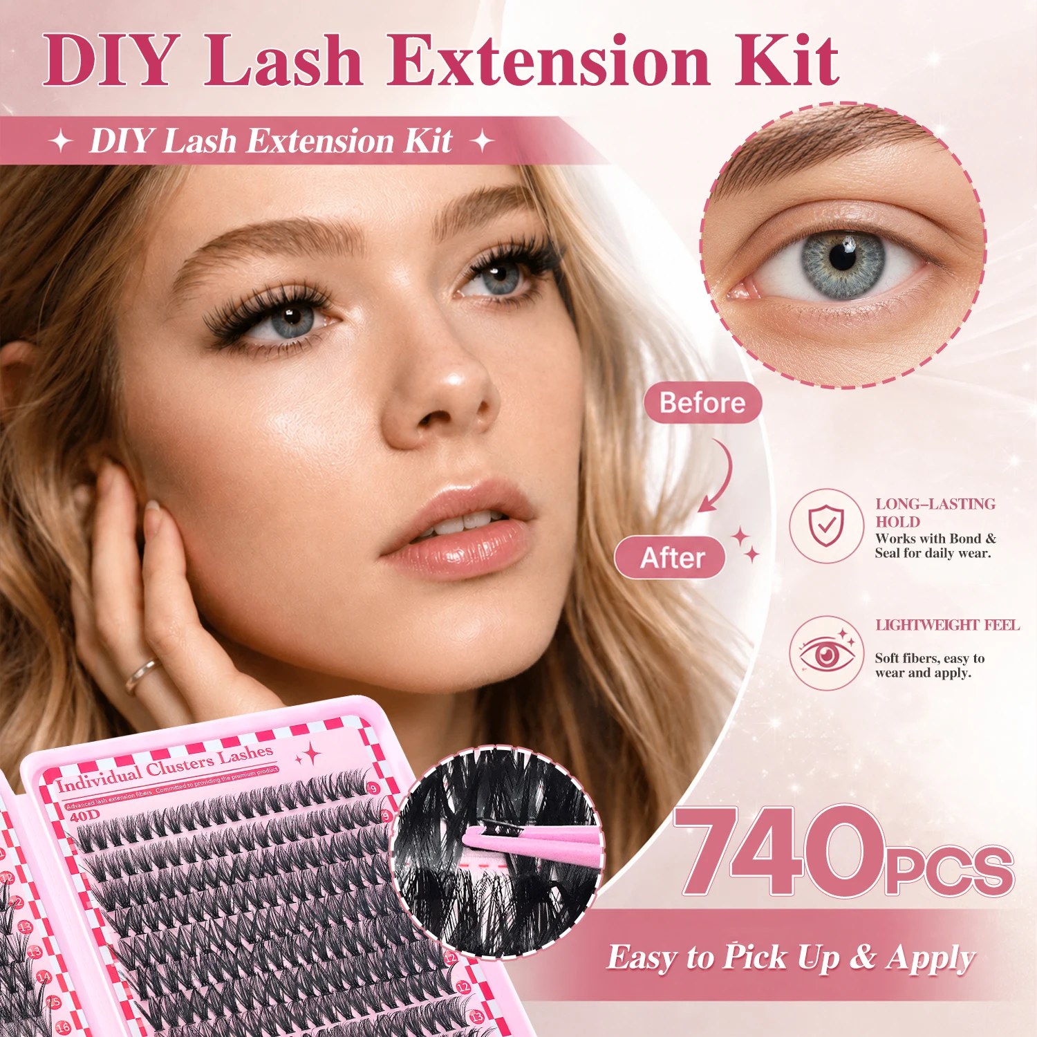 30D40D50D80D DIY Wimpernverlängerungsset mit Pinzette Kleber und Dichtung 4