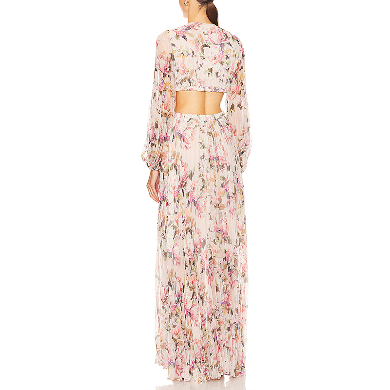 Sleeveless Floral Chiffon Maxi Dress 4