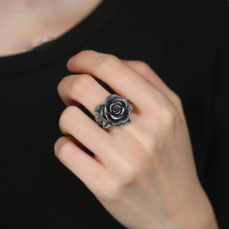 Vintage Titanium Ring With Gemstone Camellia 2