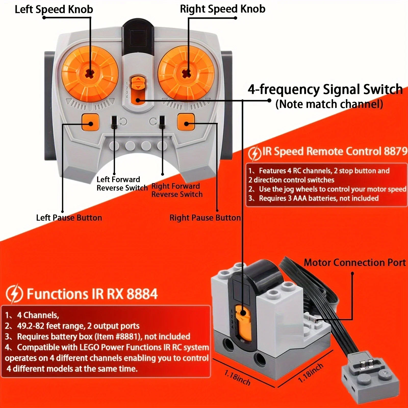MOC Power Funktionen Servo Zug Motor Batterie Box 3