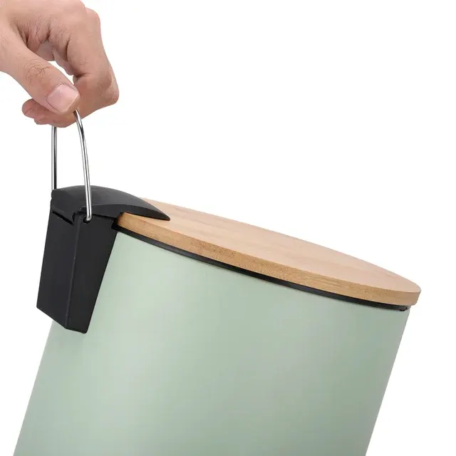 Bamboo Pedal Trash Can with Soft Close 4
