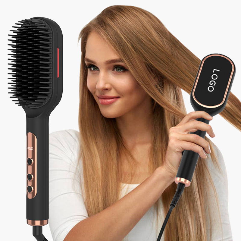 One-step Titanium Hair Straightening Brush Professional Infrared Ionic