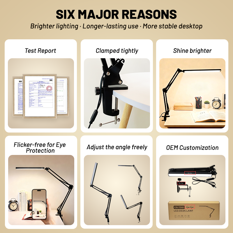 Dimmable LED Metal Clip-On Desk Lamp 3