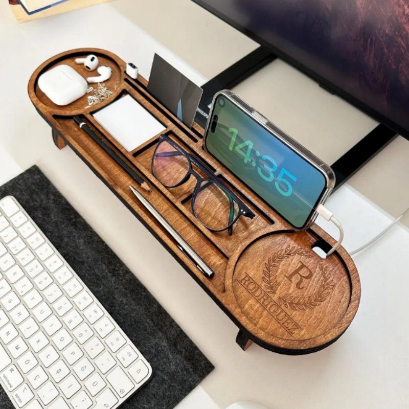 Multifunctional Wooden Desk Organizer for Office 2
