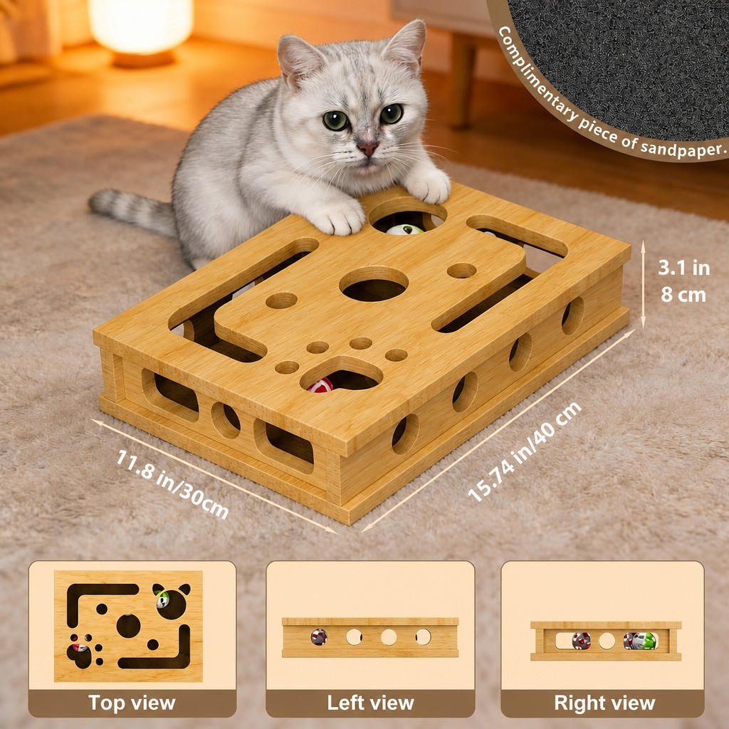 Bamboo Cat Play House with Scratcher 3
