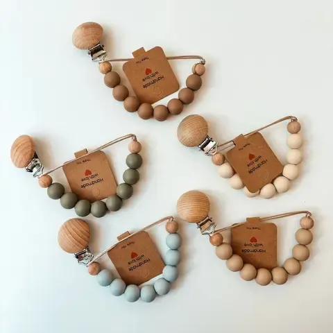Beech Wood Silicone Pacifier Chain