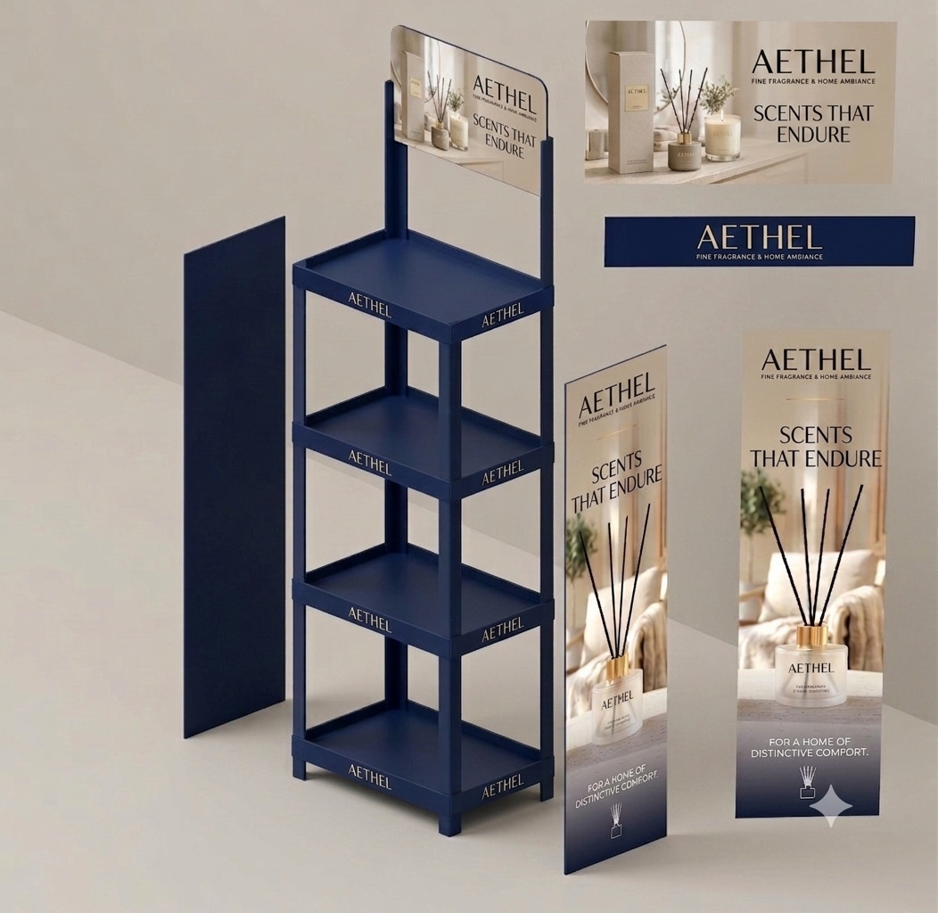 Foldable 4-Tier Plastic Display Rack