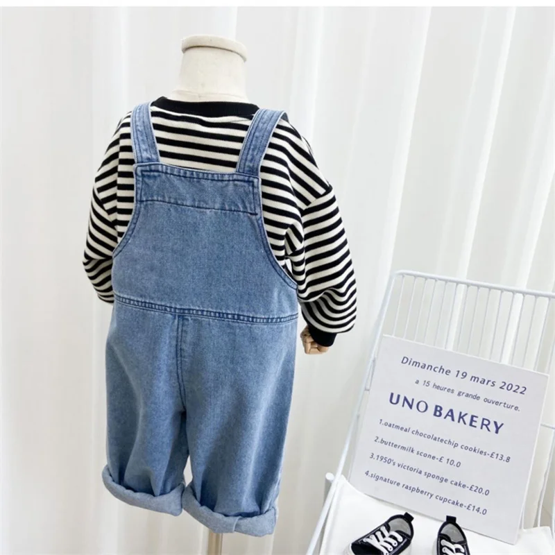 Jungen Overalls Mädchen Denim Rucksack Kinder Einfarbig Tasche 3