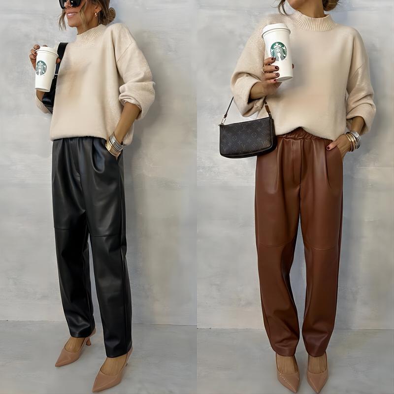 Damen Kunstlederhose