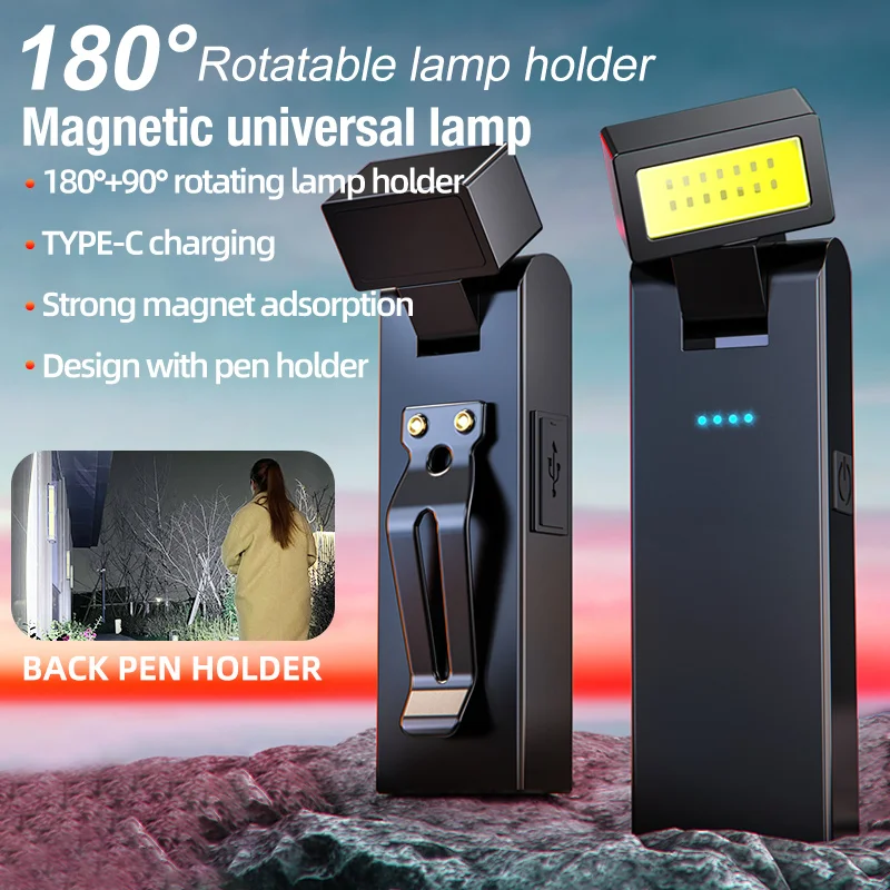 Magnetische Arbeitsleuchte Wiederaufladbare COB-Taschenlampe Geeignet für Nachtarbeit Notfall-Lampe 2