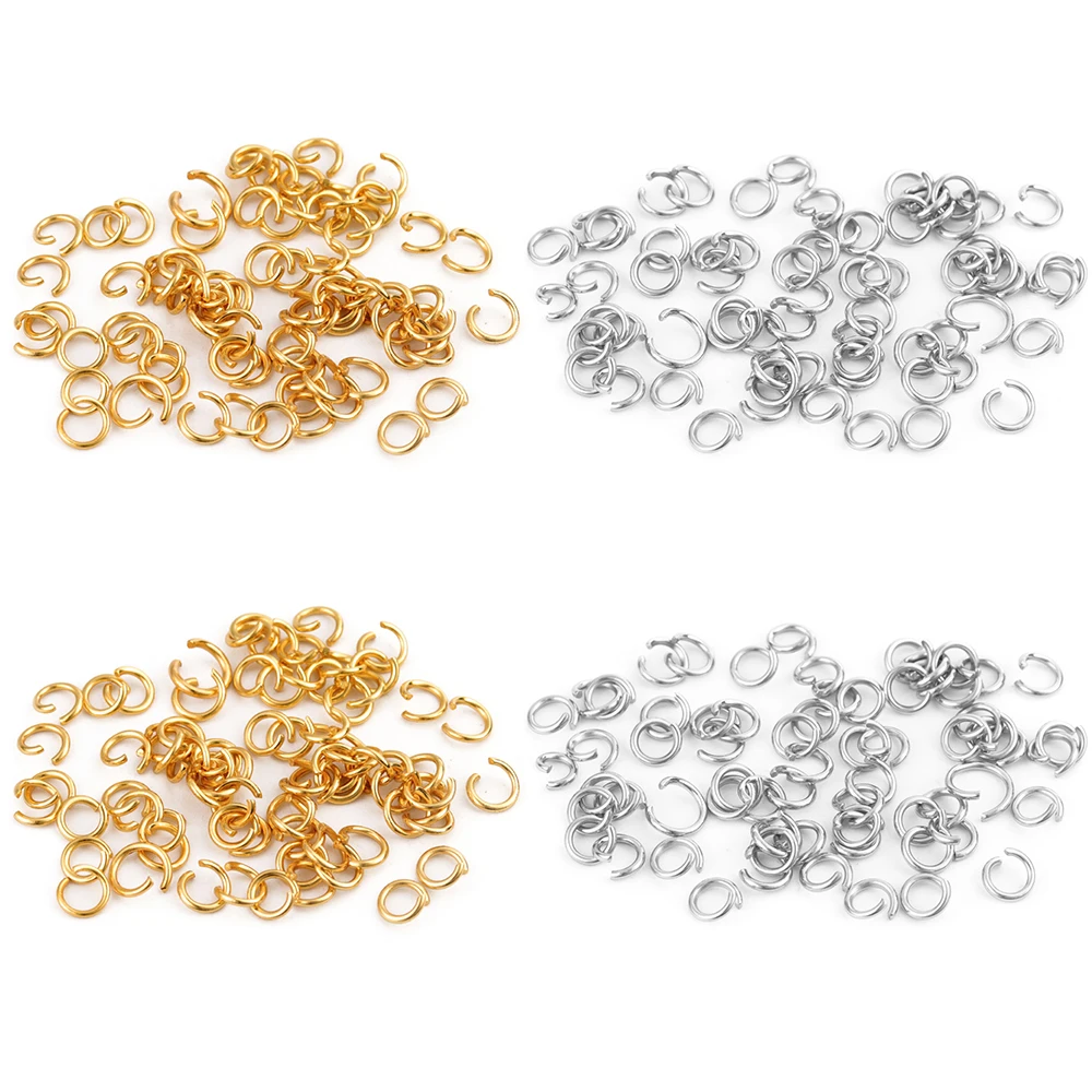 Gold and Steel Stainless Steel Split Rings, 100 Pieces 2