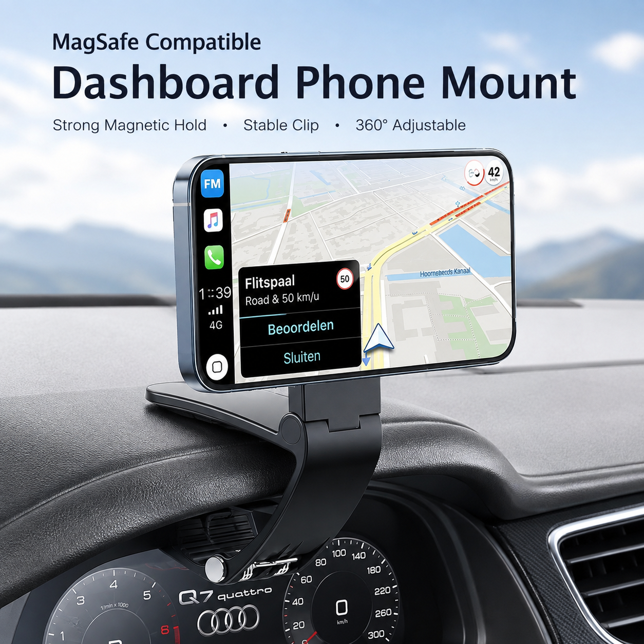 Magnetic Car Phone Mount Dashboard Spring Clip Holder