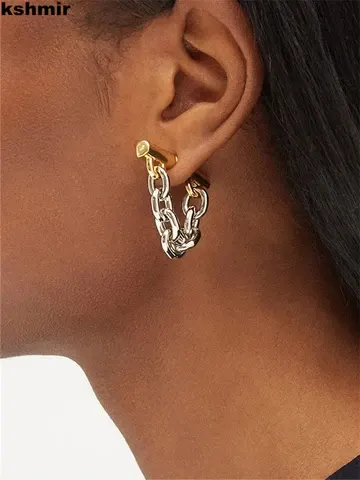 Kshmir Metallic Earrings with Soft Chain