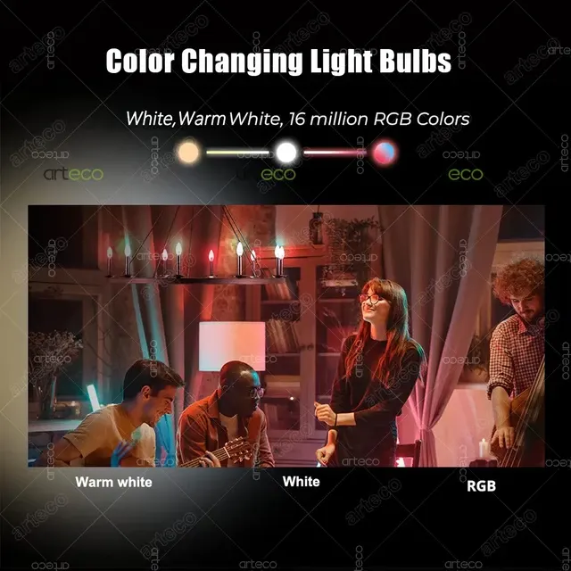 Dimmable WiFi E14 RGBCW LED Candle Bulb 4
