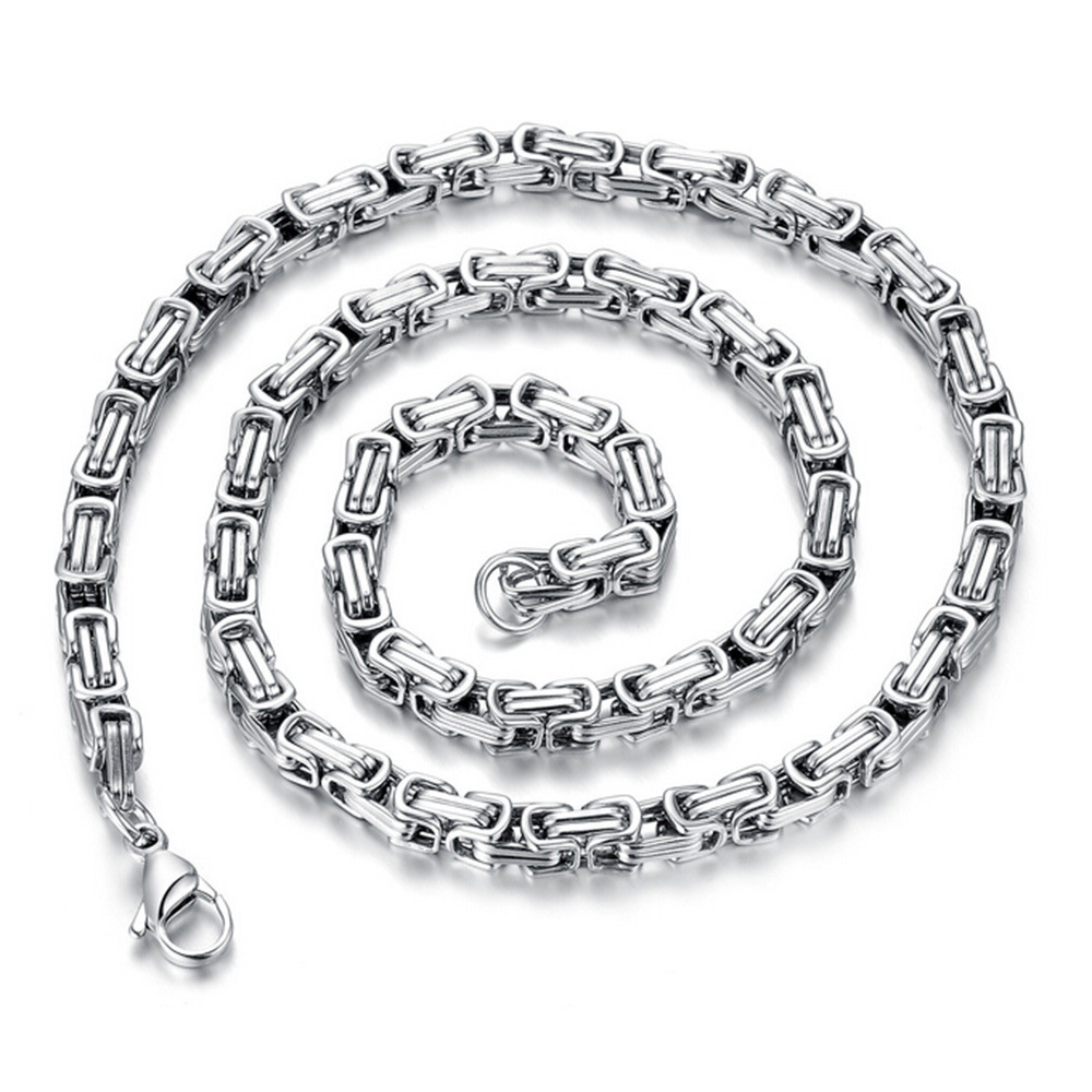 Vintage Style Stainless Steel Necklace Byzantine Chain Men