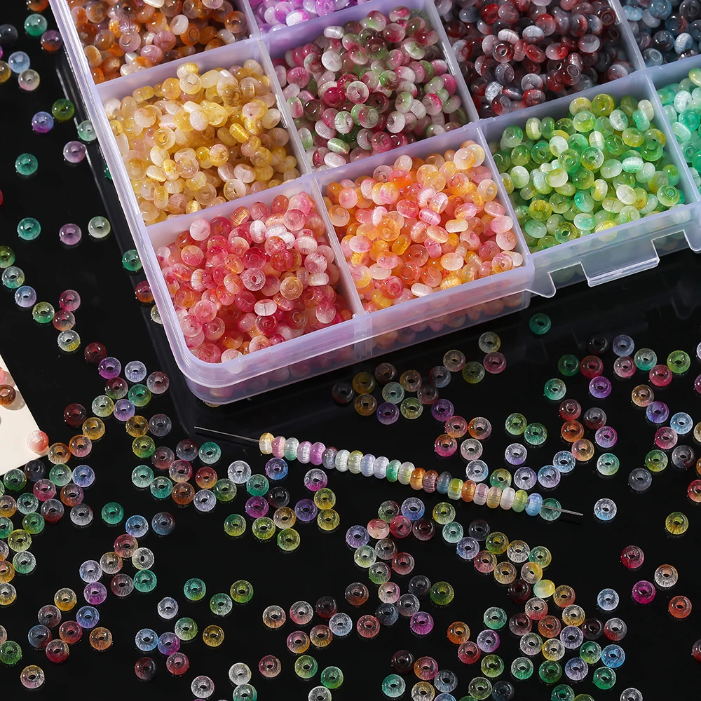 100 Teile los 2 5*4mm Bunte Glas Rocailles 4