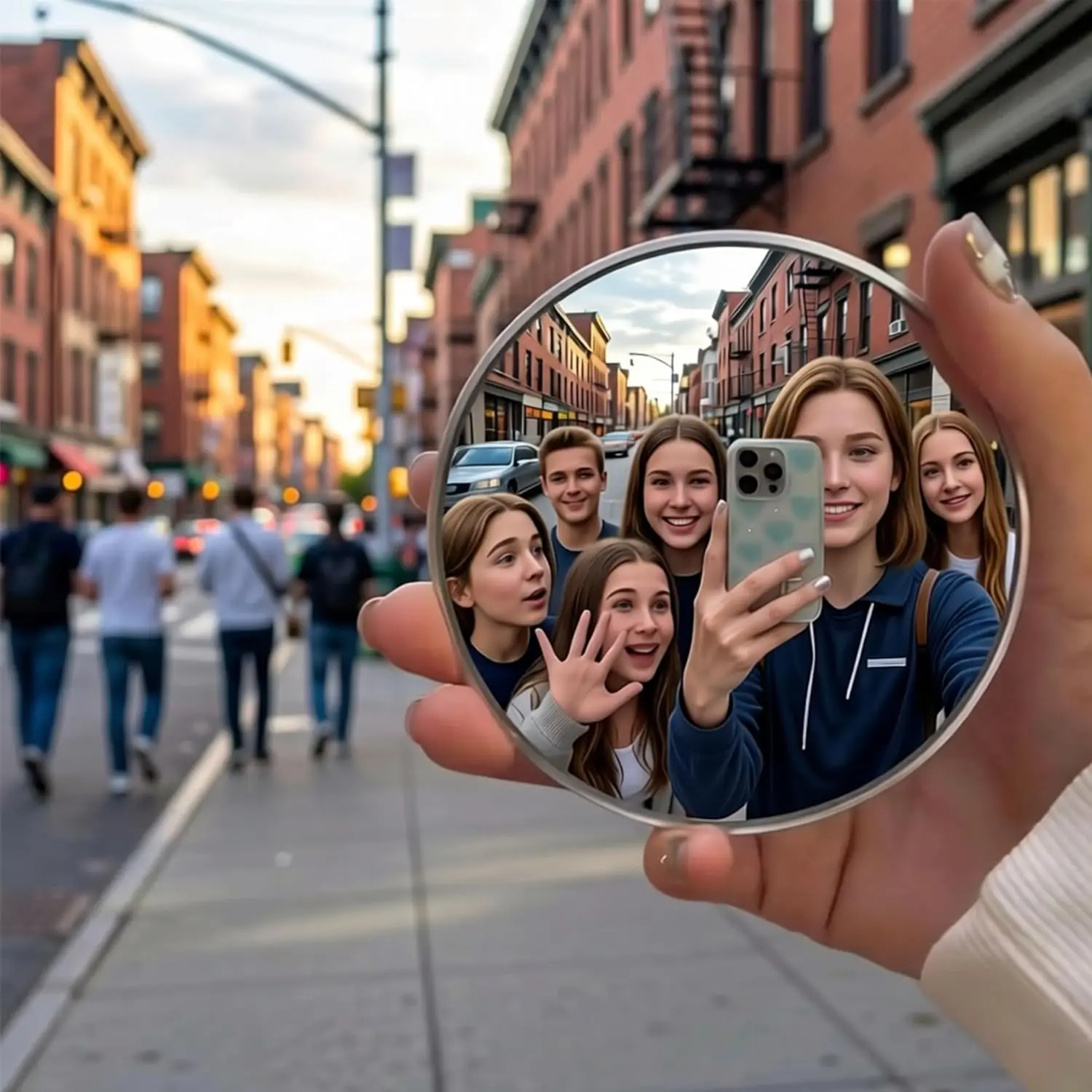 7 5cm 9 Handlicher Selfie-Spiegel Tragbarer Einzelspiegel Konvexer