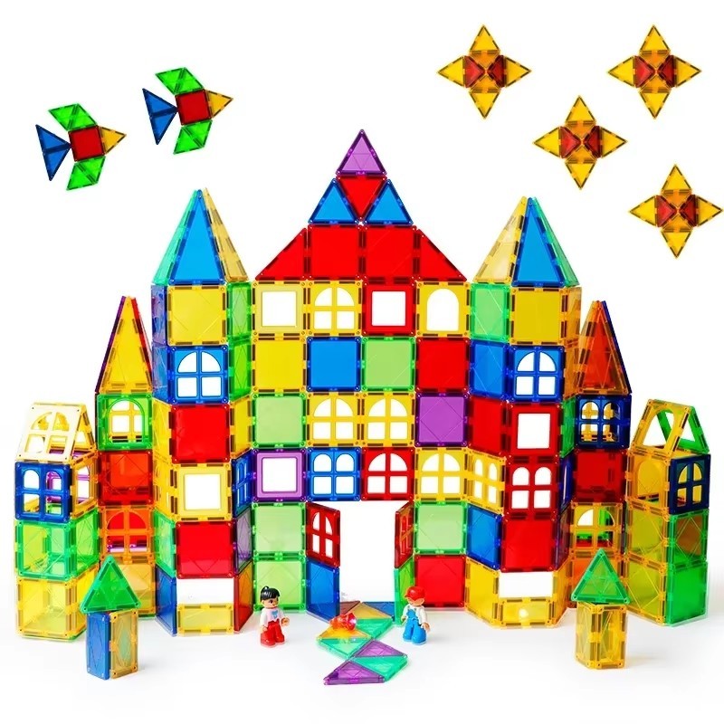 100pcs Rainbow Kids Building Blocks Magnet Tiles 120