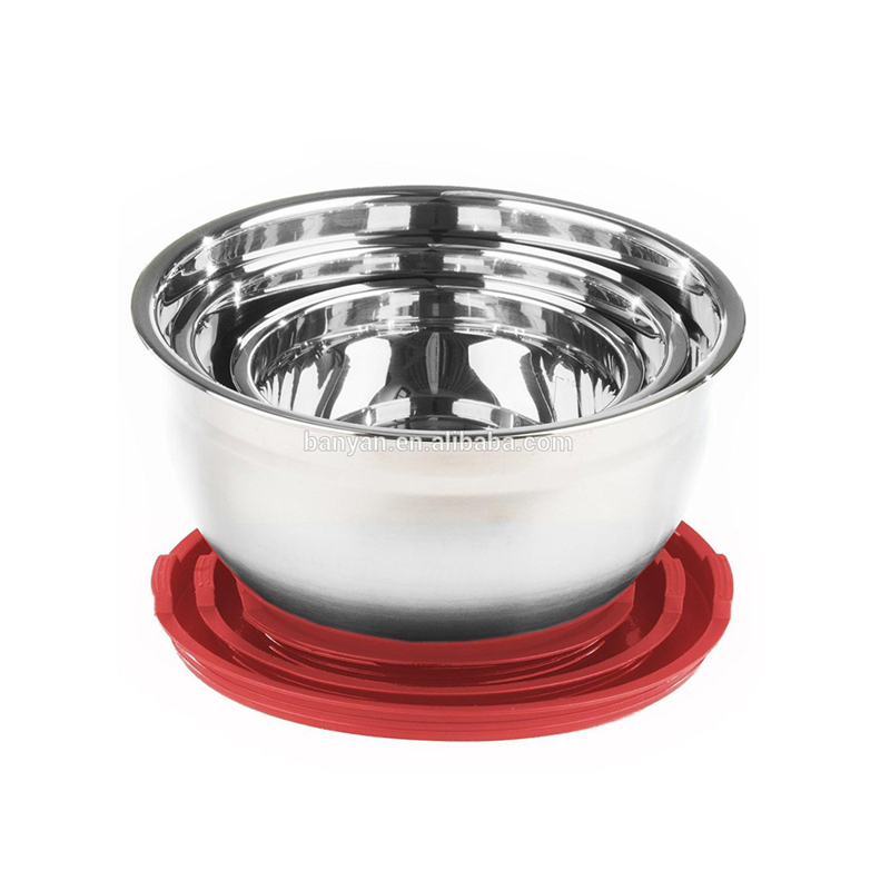 5-Piece Red Stainless Steel Bowl Set 3