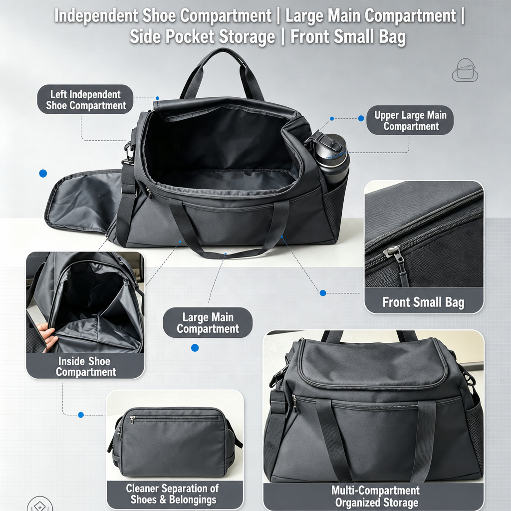 Gym Duffel Bag Wet Pocket Oxford 4