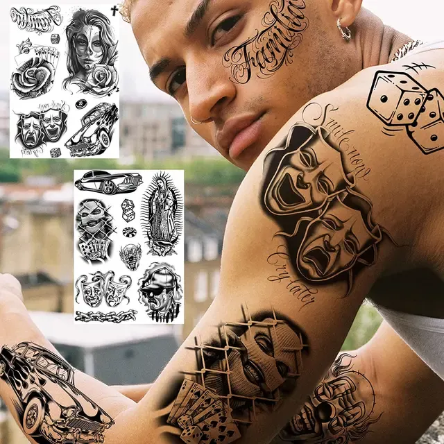 Chicano Temporary Tattoos Halloween Day of the Dead Sheets 4