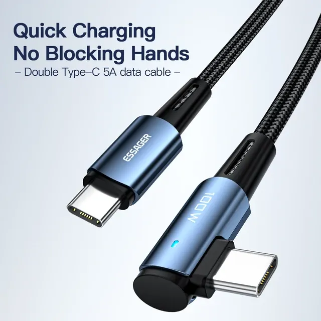 100W USB-C Cable with 90-Degree Angle 1