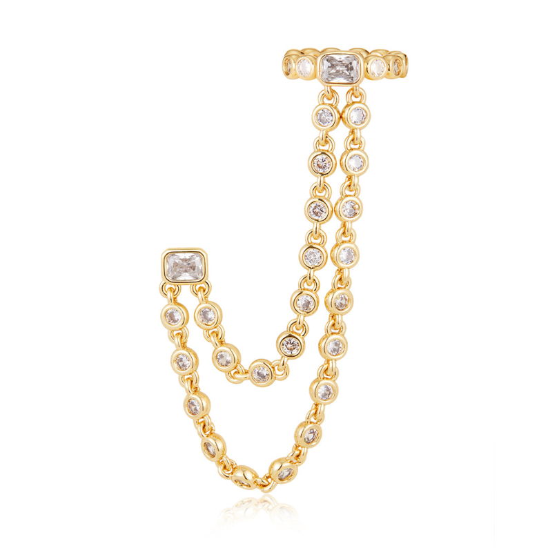 Women's Cubic Zirconia Ear Cuff with Chain 2