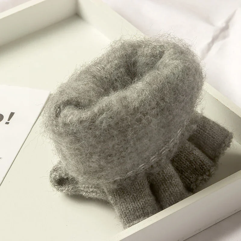 Gestrickte Fingerlose Handschuhe Winter Verdicken Warme Touchscreen-Handschuhe für 4