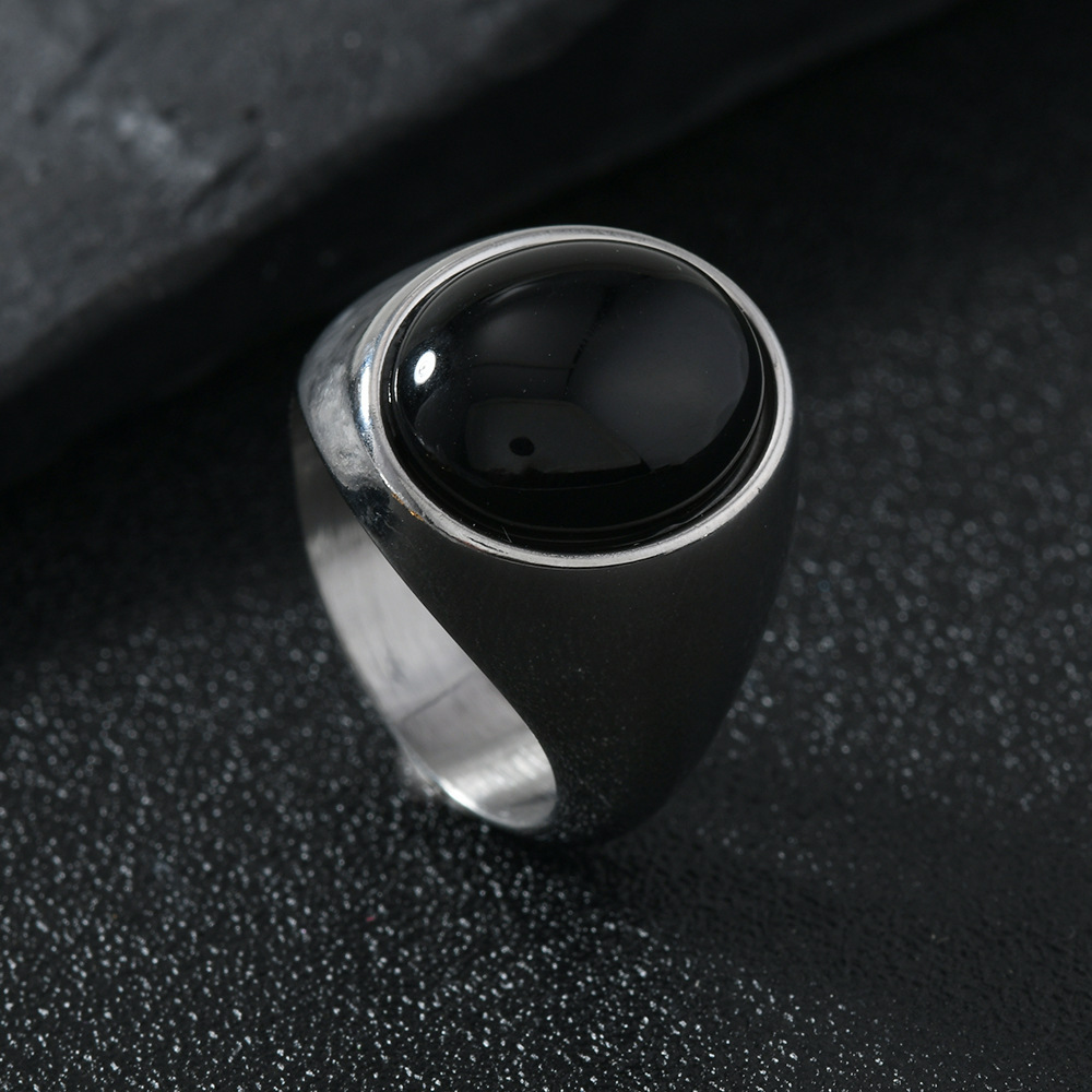 Tarnish-Free Stainless Steel Stone Signet Ring 3