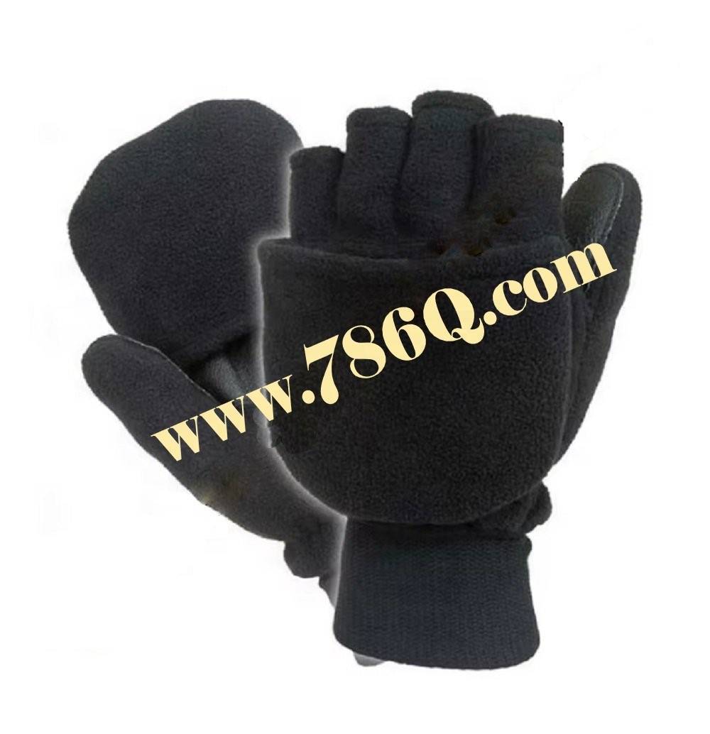 Thermo-Fleece-Lederhandschuhe mit Halbfingern 2