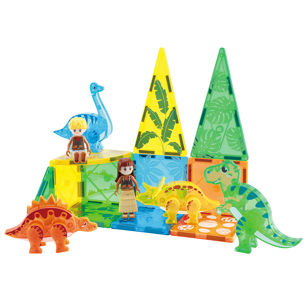 49-Piece Dino 3D Magnetic Building Tiles 3