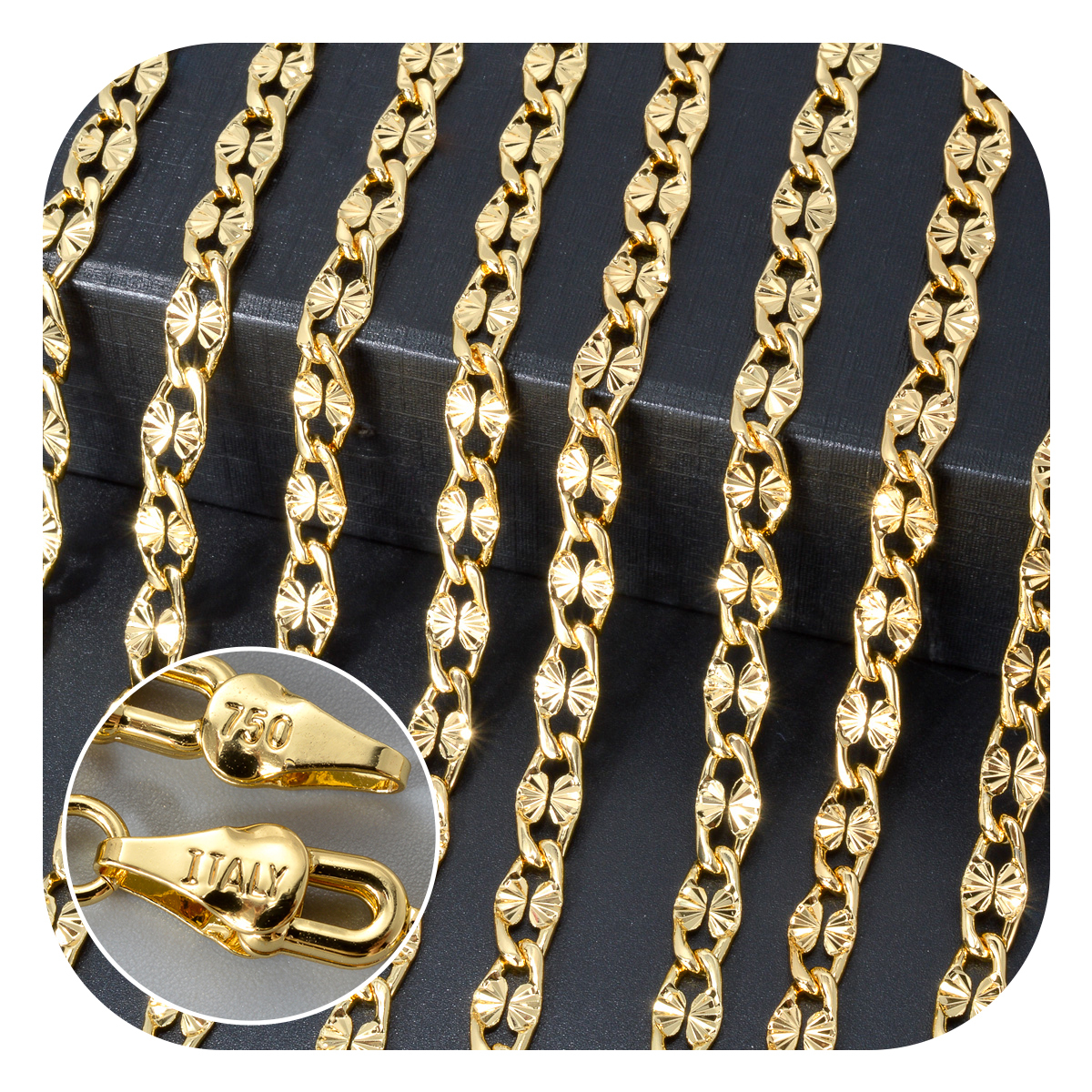 Fashion Copper Italy 750 18k Gold Plated Chain