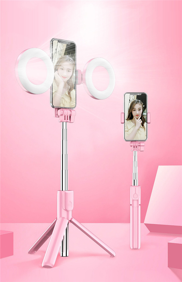 4-in-1 Selfie Stick with LED Ring Light 2