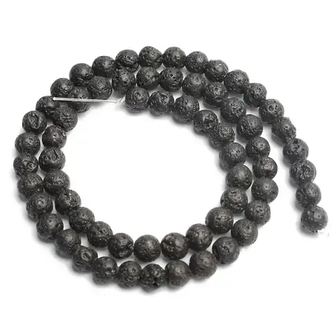 Black Lava Stone Beads 4-14mm Round