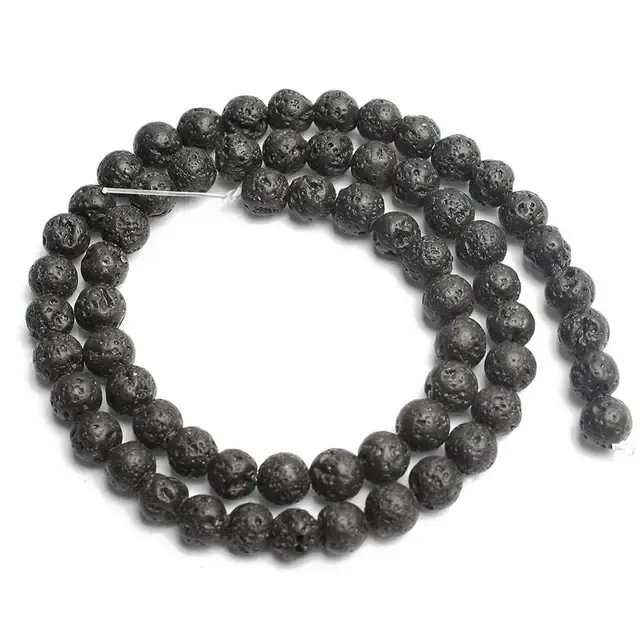 Black Lava Stone Beads 4-14mm Round 1