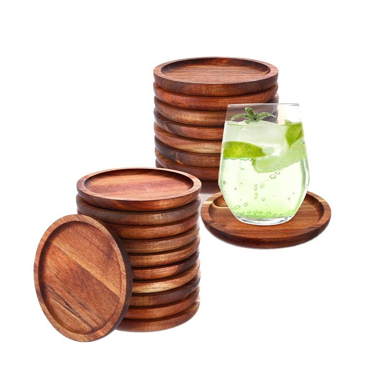 Acacia Wooden Coaster Set with Holder
