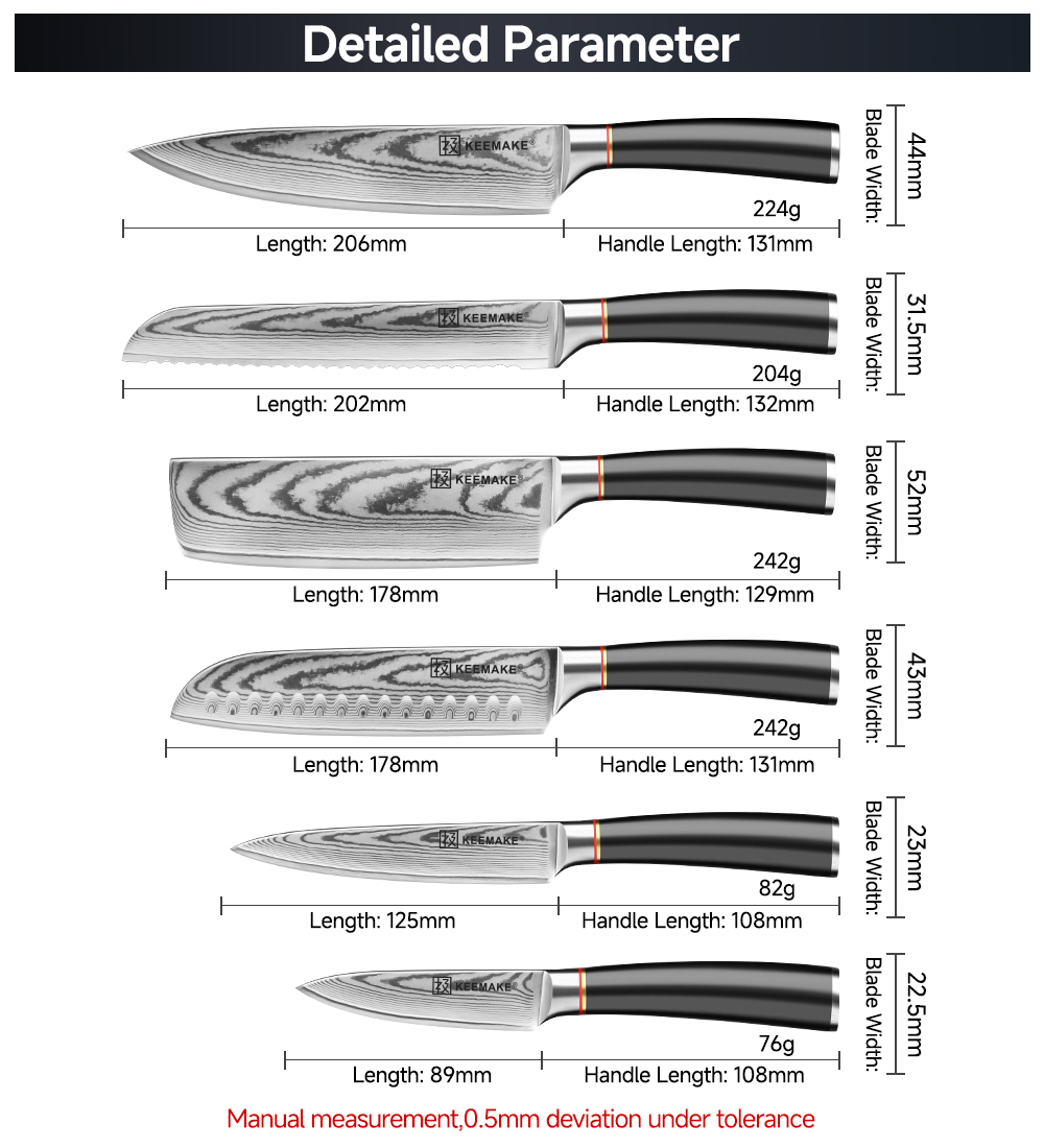 6-Piece Damascus Knife Set ABS Handle 4