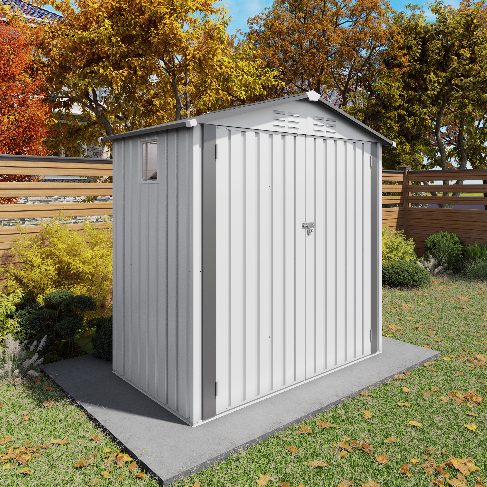5X3 FT Metal Outdoor Storage Shed Tool With 3