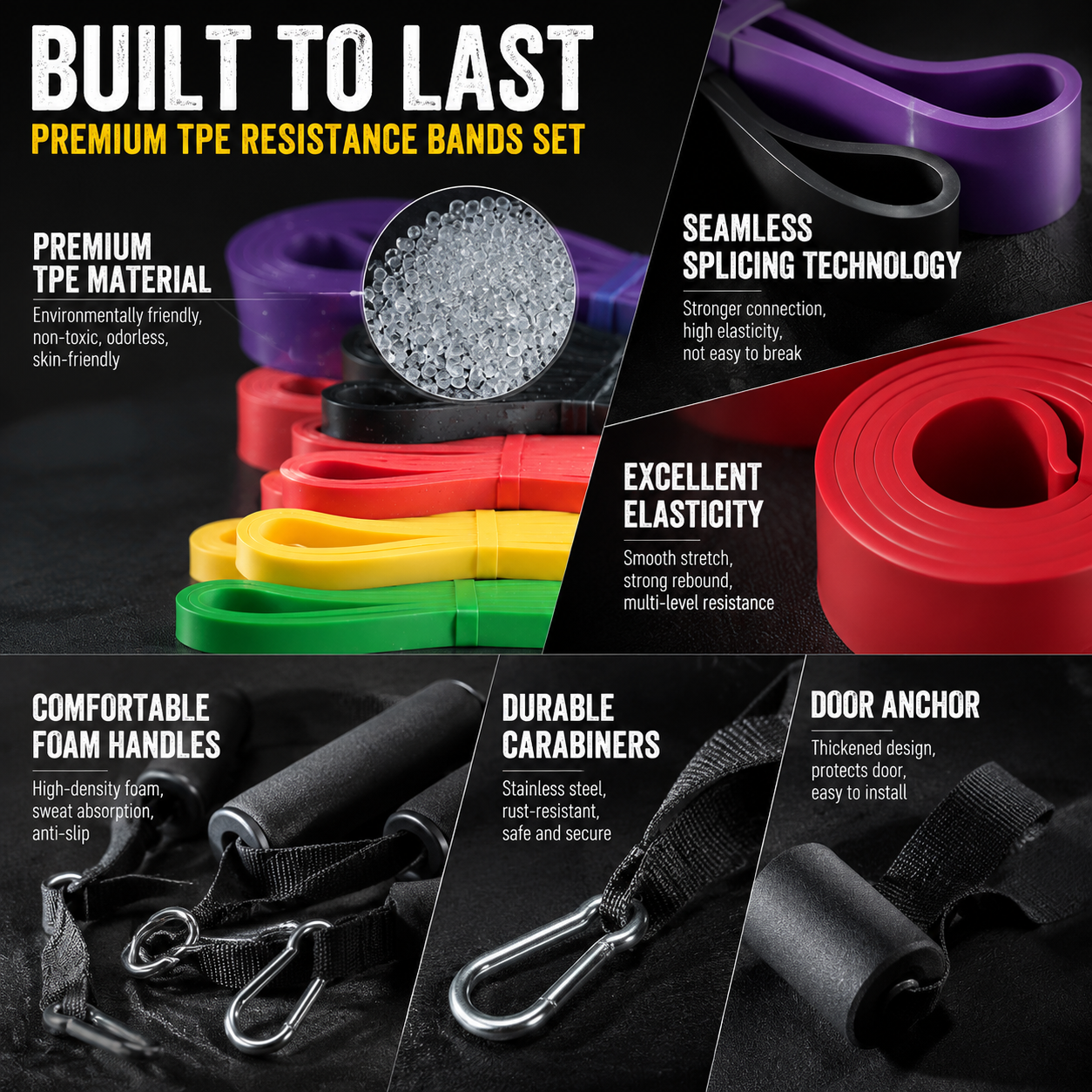 TPE Resistance Band Set Latex Free 5 Level 3