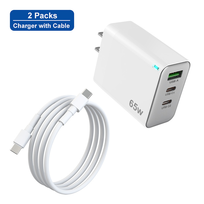 Triple-Port 65W GaN Charger Set with Cable