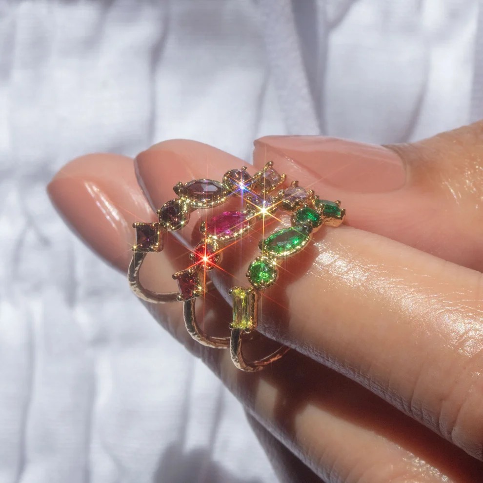 Personalized 18K Gold Ombré Birthstone Ring 3